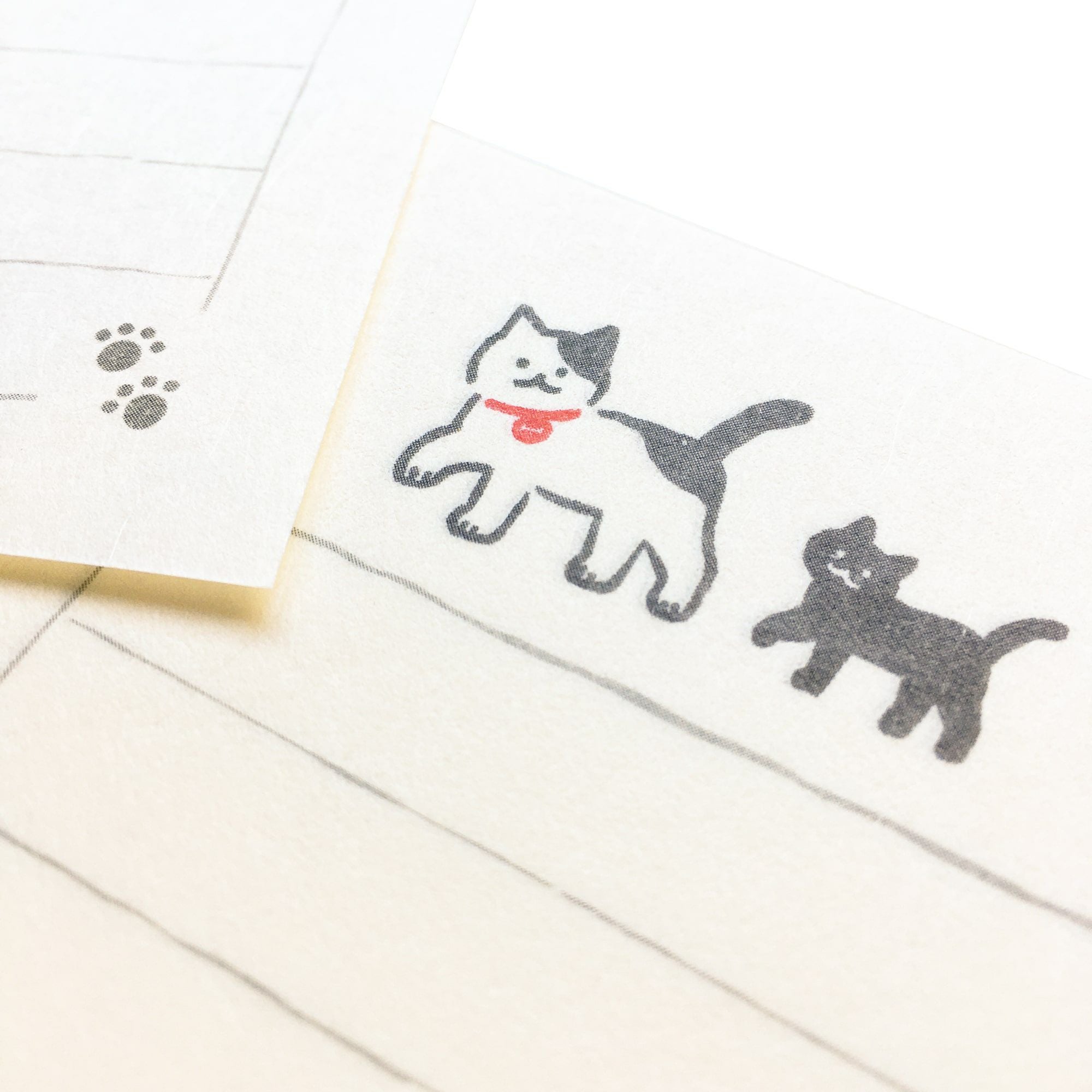 古川紙工【そえぶみ箋】ねこ　4種セット♪美濃和紙　#4 そえぶみ箋 さんぽﾈｺ | 古川紙工公式オンラインショップ