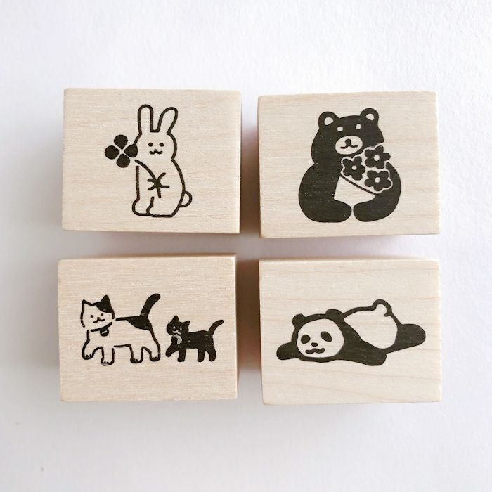 ｵﾝﾗｲﾝ限定 ﾌﾙｶﾜはんこ 4個ｾｯﾄ いろいろｱﾆﾏﾙ