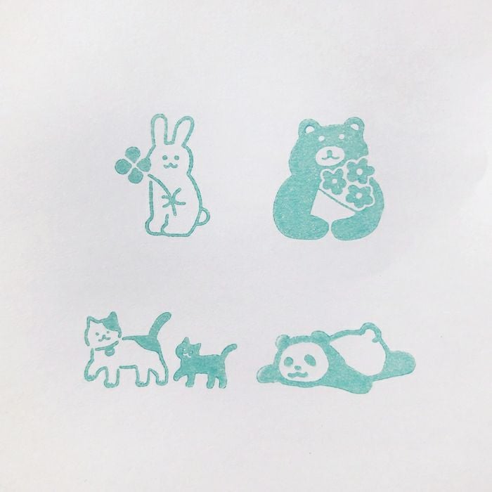 ｵﾝﾗｲﾝ限定 ﾌﾙｶﾜはんこ 4個ｾｯﾄ いろいろｱﾆﾏﾙ