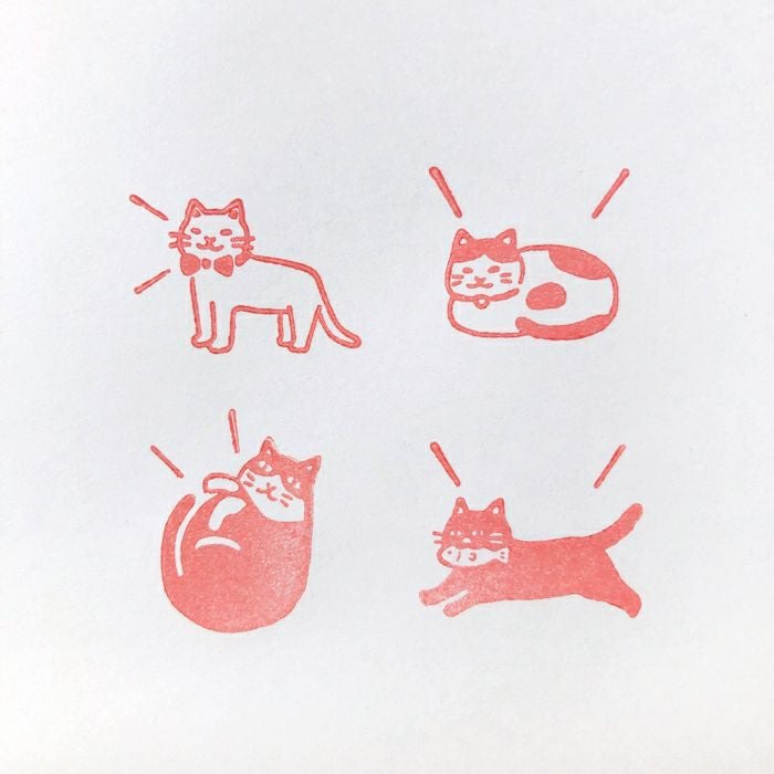 ｵﾝﾗｲﾝ限定 ﾌﾙｶﾜはんこ 4個ｾｯﾄ おしゃべりにゃんこ