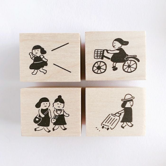 ｵﾝﾗｲﾝ限定 ﾌﾙｶﾜはんこ 4個ｾｯﾄ 私のおでかけ