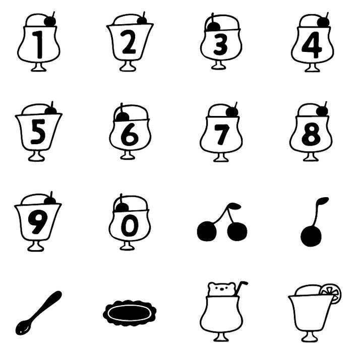 ｵﾝﾗｲﾝ限定 ﾌﾙｶﾜはんこ 16個ｾｯﾄ ｸﾘｰﾑｿｰﾀﾞ数字