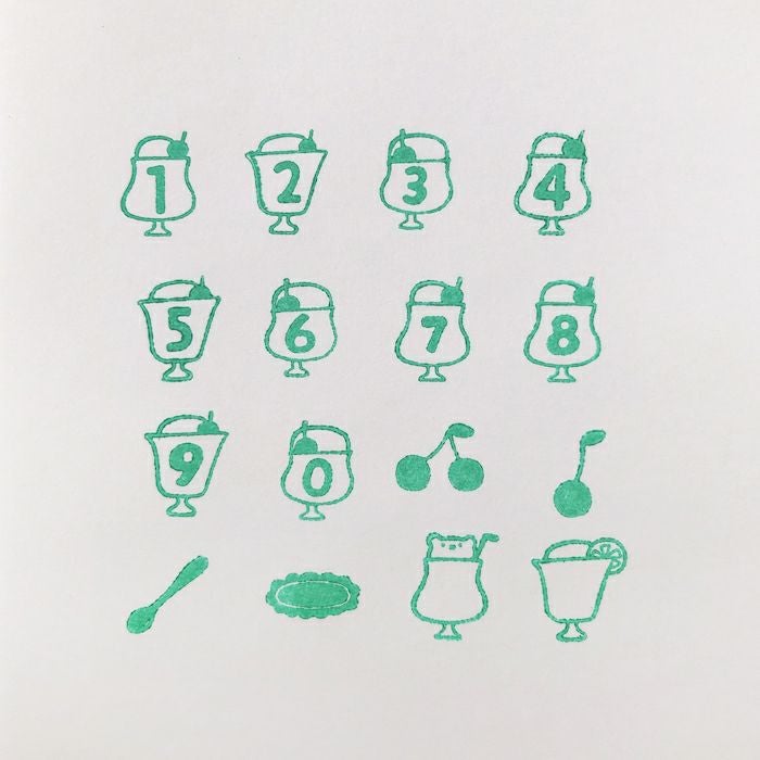 ｵﾝﾗｲﾝ限定 ﾌﾙｶﾜはんこ 16個ｾｯﾄ ｸﾘｰﾑｿｰﾀﾞ数字