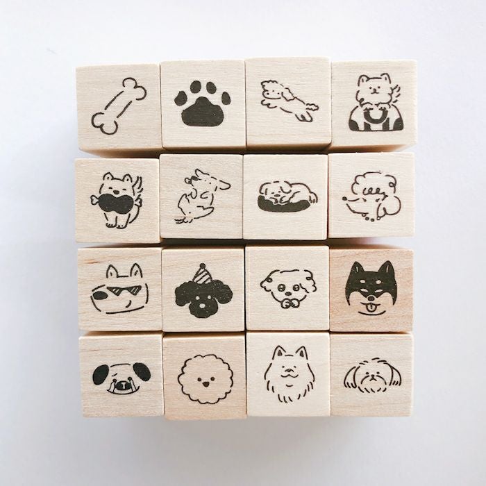 ｵﾝﾗｲﾝ限定 ﾌﾙｶﾜはんこ 16個ｾｯﾄ ぽちっとわんこ