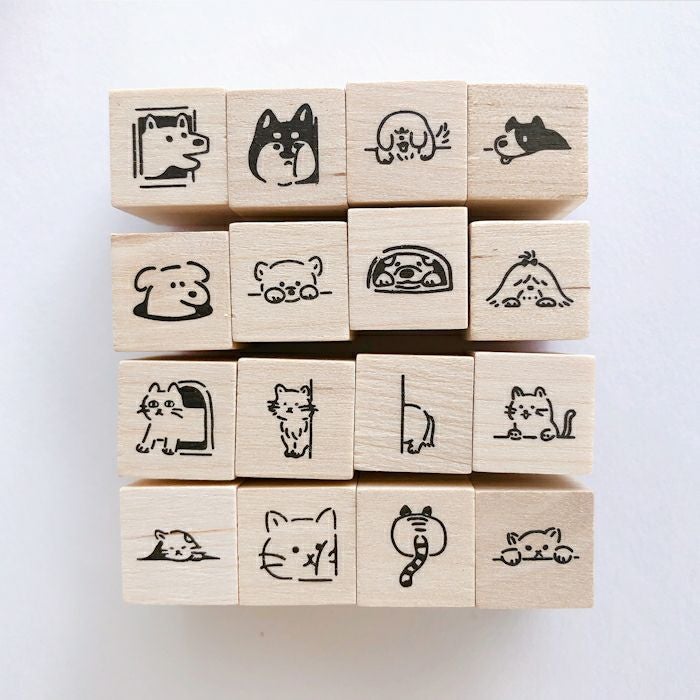 ｵﾝﾗｲﾝ限定 ﾌﾙｶﾜはんこ 16個ｾｯﾄ ひょっこりわんにゃん