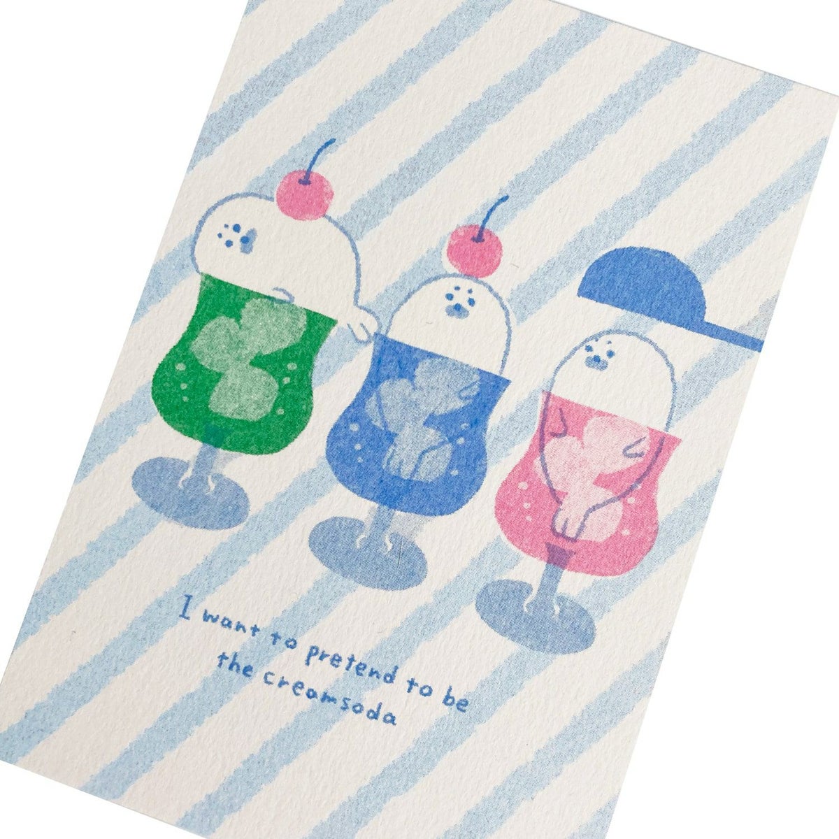 お菓子などうぶつ工房 ｸﾘｰﾑｿｰﾀﾞ ﾚﾄﾛ印刷ﾎﾟｽﾄｶｰﾄﾞ