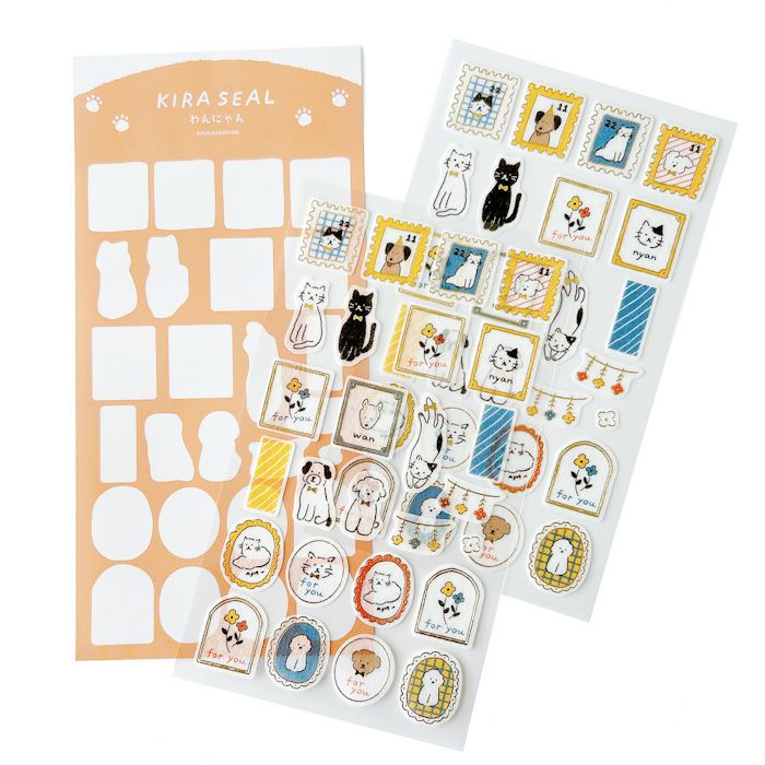 ｵﾝﾗｲﾝ限定 箔押しｼｰﾙｼｰﾄ わんにゃん | 古川紙工公式オンラインショップ