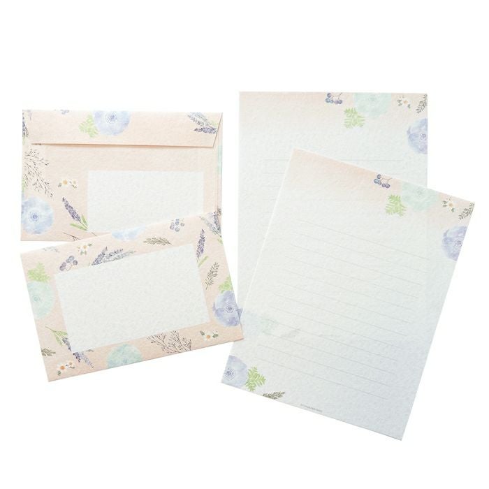 今日のお手紙ﾚﾀｰｾｯﾄ 青い花と実 | 古川紙工公式オンラインショップ