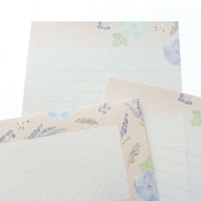 今日のお手紙ﾚﾀｰｾｯﾄ 青い花と実 | 古川紙工公式オンラインショップ