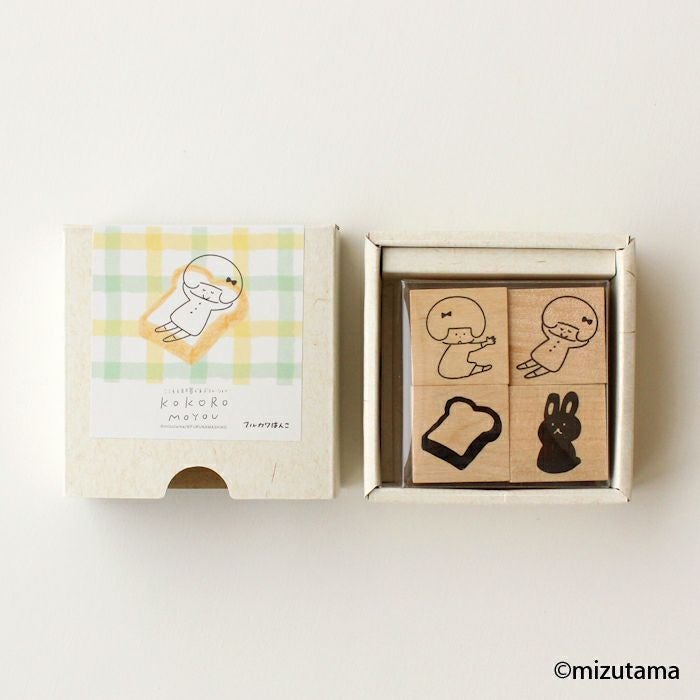 ﾌﾙｶﾜはんこ ｽｸｴｱ4個ｾｯﾄ kokoromoyou ふわふわ2