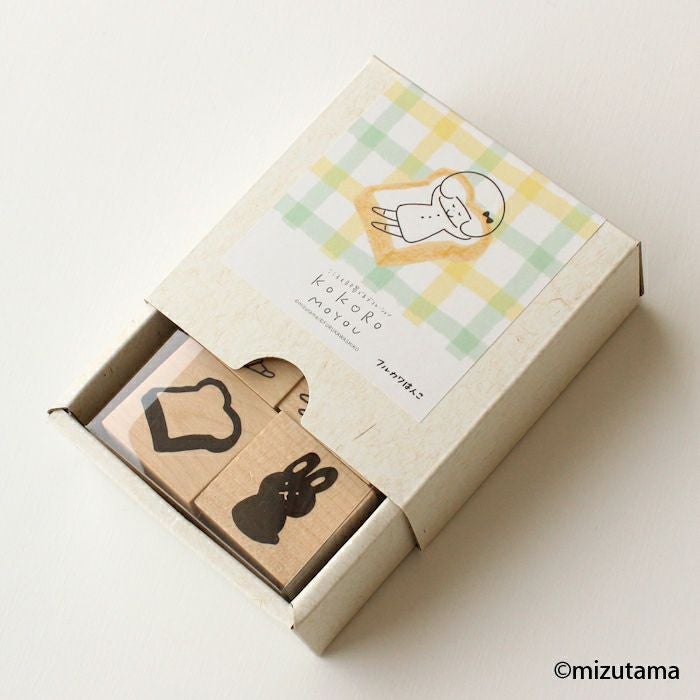 ﾌﾙｶﾜはんこ ｽｸｴｱ4個ｾｯﾄ kokoromoyou ふわふわ2