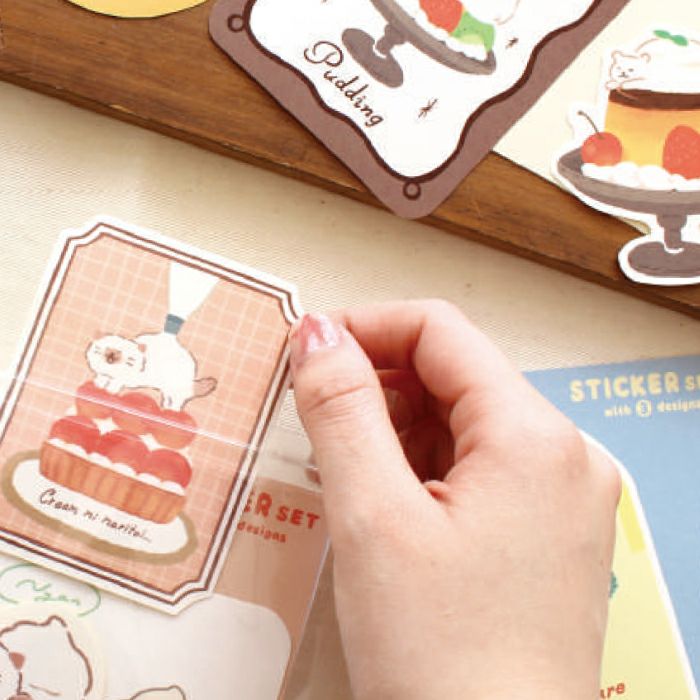 ｽﾃｯｶｰ3柄ｾｯﾄ ﾈｺ お菓子などうぶつ工房 | 古川紙工公式オンラインショップ