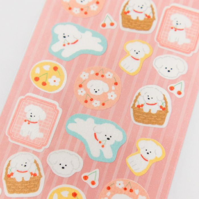ｼｰﾙｼｰﾄ ｻｸﾗと白いわんこ | 古川紙工公式オンラインショップ