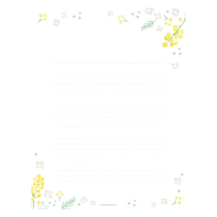 今日のお手紙ﾚﾀｰｾｯﾄ ﾐﾓｻﾞと白い花