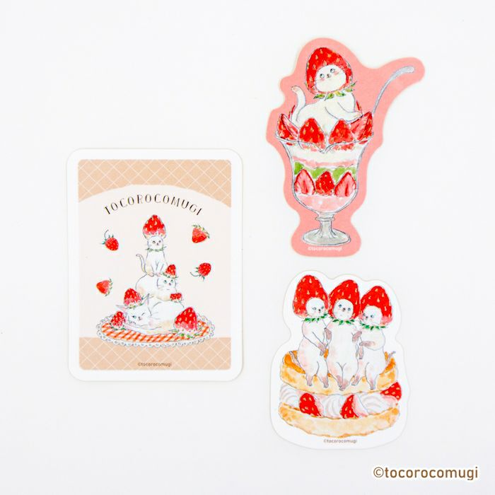 ｽﾃｯｶｰ3柄ｾｯﾄ ｽﾄﾛﾍﾞﾘｰ ﾄｺﾛｺﾑｷﾞ