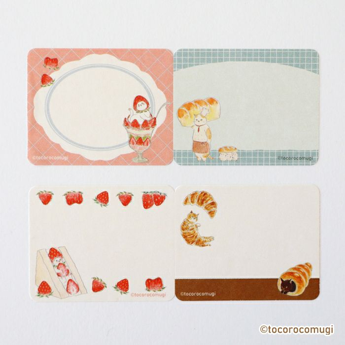 ｵﾝﾗｲﾝ限定 ﾛｰﾙ付箋 ﾄｺﾛｺﾑｷﾞ コムギ喫茶Ⅰ