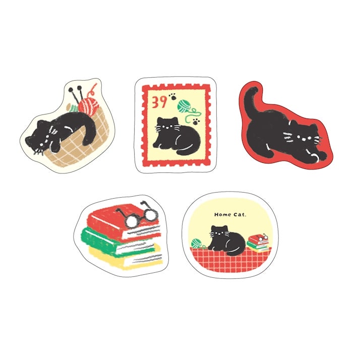 和紙ﾌﾚｰｸｼｰﾙ 家とねこ